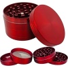 GRINDER Parçalayıcı Metal baharat öğütücü herb spice 4 katmanlı 40MM / 50MM / 63MM (KIMRIZI, 63MM)