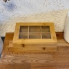 Bambu 6 Bölmeli Çay Kutusu -%100 Orjinal Bambu Mıknatıslı Kapak 21x16,5 x7cm
