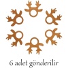 Peçete Yüzüğü, Peçetelik, Ahşap Yılbaşı Peçete Yüzüğü, Yılbaşı Temalı 6 Kişilik Ahşap Peçetelik, Yılbaşı Sofra Sunum Peçete Halkası