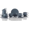 Porselen New Tuvana 6 Kişilik 12 Parça Kahve Takımı Gri, Standart, 82 ml