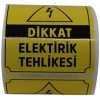 etiketler , hazır al hızlı al Dikkat Elektirik Tehlikesi Etiketi 70mm X 80mm Ruloda 250 Adet