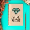 Shine Bright Tasarımlı 8 Cm X 12 Cm Ölçülerinde Çizgisiz 48 Yaprak Ahşap Kapaklı Defter
