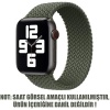 Apple Watch SE 44mm için Kordon, (Large Size, 160mm) Knitted Fabric Single Loop Koyu Yeşil [Watch SE 44mm ile Uyumlu Kordon - Koyu Yeşil]