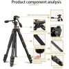 HT-T06 Profesyonel Tripod 190 Cm Yatay Kullanım Çok Fonksiyonlu Panoramik Kafa 360 Derece Dönebilir Monopod