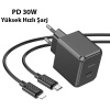 HC Seri Akım Korumalı Turbo 30W Type-C Şarj Başlığı Ve 1Mt Lightning Kablo Şarj Seti İphone İle Uyumlu