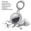 Airtag için Su Geçirmez Ultra Şeffaf Görünümlü Silikon Kılıf ve Anahtarlık (Siyah Şeffaf)