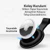 Airtag için Koruyucu, Karabinalı, Cihaza Tam Oturan Yumuşak Silikon Kılıf ve Anahtarlık (Siyah)