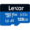 633x 128 GB Micro SD Kart, microSDXC UHS-I Kart + SD Adaptör, 100MB/s Okumaya kadar microSD Hafıza Kartı, A1, Sınıf 10, U3, V30 (LMS0633128G-BNAAA)