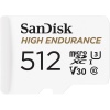 Çizgi Kamera ve Ev İzleme Sistemleri için Adaptörlü 512GB Yüksek Dayanıklılık Video microSDXC Kartı - C10, U3, V30, 4K UHD, Micro SD Kart - SDSQQNR-512G-GN6IA