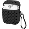 Airpods 1/2 Nesil Delikli Spor Premium Silikon Kılıf + Karabina Klipsli, Tam Koruma ve Stil Sunan Ergonomik Tasarım (Siyah-Siyah)