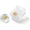 Plus PX-6P4C RJ11 4 Pinli Konnektör, RJ11 Jack, 6P4C Jack, RJ11 Telefon Kablo Ucu 100 lü Paket