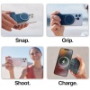 SnapGrip - Kablosuz Tetikleme Düğmeli Mobil Pil Kolu - Herhangi Bir Telefona Uyacak Manyetik Tutucu - Qi Kablosuz Şarj ile Dahili Harici Pil