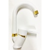 Beyaz Gold Banyo Lavabo Musluğu Bataryası Çift Su Girişli