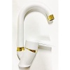 Beyaz Gold Banyo Lavabo Musluğu Bataryası Çift Su Girişli