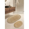 Banyo Klozet Paspası Halısı 2li Takım Kaymaz Yıkanabilir 100x60-60x50 Kahverengi