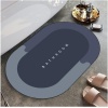 Banyo Paspası Süper Su Emici Kaymaz Tabanlı Paspas Banyo Paspası Oval Diatomit Paspas Süper Emici Paspas Oval (60x39cm) (Mavi)