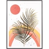 Siyah Ahşap Çerçeveli Gold Kabartmalı Palmiye Yaprağı Kanvas Tablo Bordo-Yeşil 60x3x80 Cm.