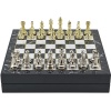 Büyük Boy Metal Klasik Satranç Tk. Parlak ve Mermer Desenli Sandıklı MDF Tahtası(36X36X6 cm.)