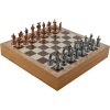 Orta Boy Metal İspanyol Satranç Takımı Antik ve Rustik Desenli Sandıklı MDF Tahtası (36x36x6 cm.)