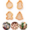 Şekilli Adam Çam Ağacı Basmalı Kurabiye Kalıbı Gingerbread Man Desenli Şeker Hamuru Kesici Aparat (Konsept 1, Krem-Turuncu)