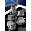 Porselen Rüya 7041 Desenli 12 Parça 6 Kişilik Kahve Fincan Takımı, 90 ml