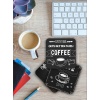Siyah Kahve/Coffee Temalı Bardak Altlığı Ahşap Baskılı Altlık 6lı set (9 x9CM) karbonNM43