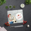 Cam Kesme Tahtası - Cam Kesme Tablası | I Love U Mom | Gri Temalı | 29cm x 34cm
