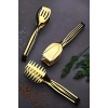 Gold Servis Sunum Makarna Pasta Salata Kek Maşa Seti Takımı 3lü