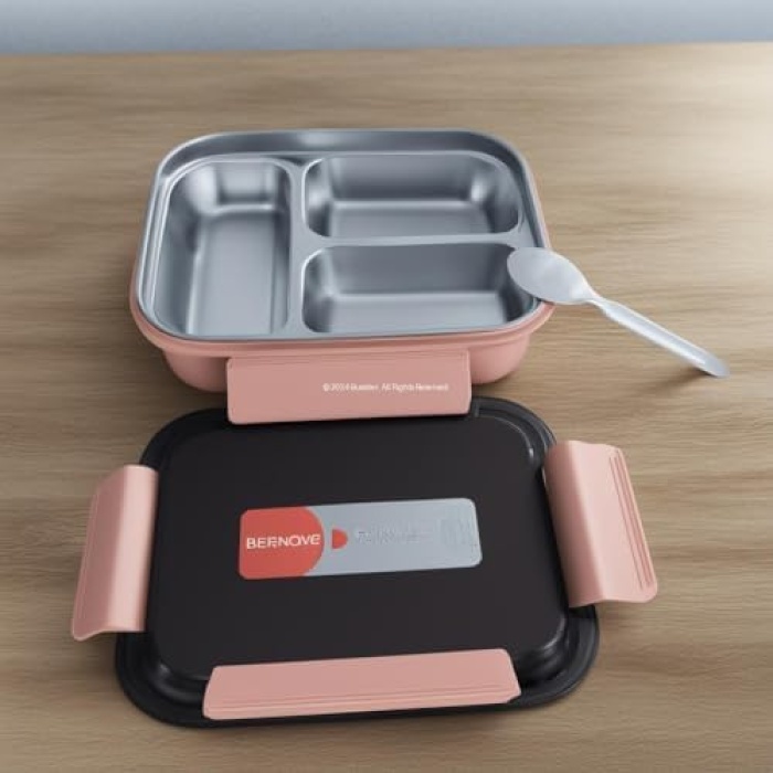 Bento Box 650 ml - BPAsız Plastik Gövde ve 3 Bölmeli Paslanmaz Çelik