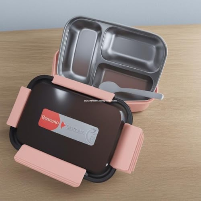 Bento Box 650 ml - BPAsız Plastik Gövde ve 3 Bölmeli Paslanmaz Çelik