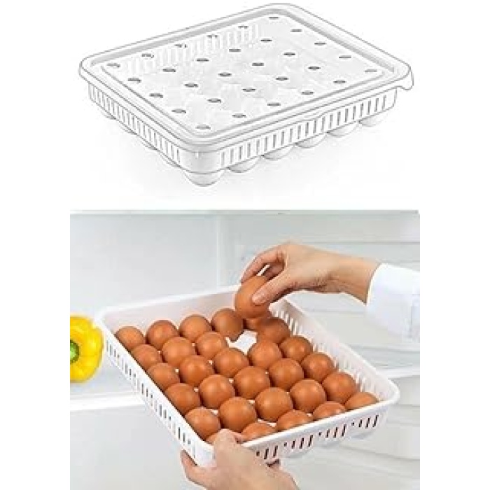 30lu Kapaklı Yumurta Saklama Kabı, Akrilik Plastik Yumurtalık Organizer