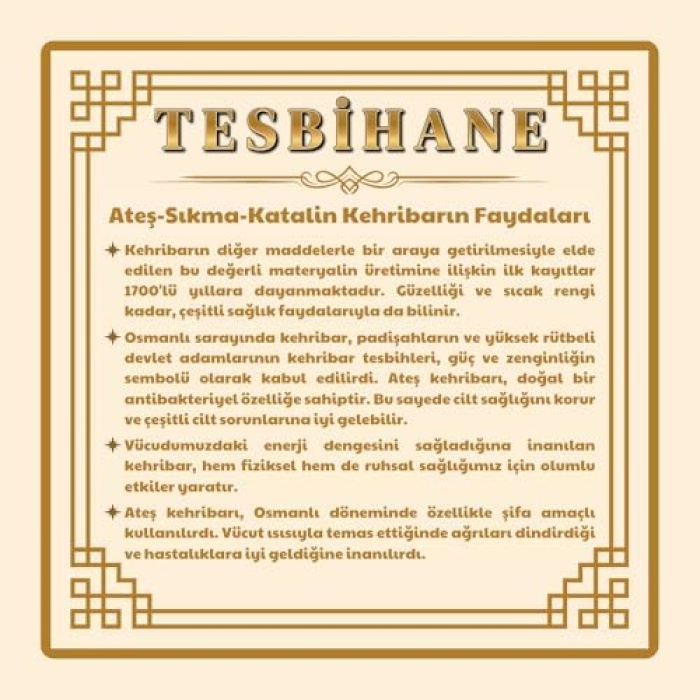 Kararmaz Metal Ayyıldız Püsküllü Küre Kesim Süzme Turkuaz-Siyah Ateş Kehribar Tesbih
