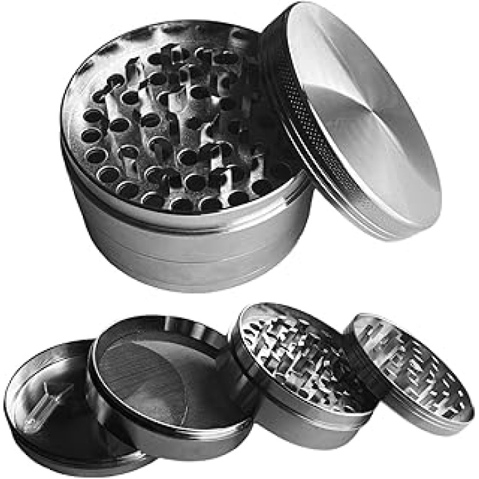 GRINDER Parçalayıcı Metal baharat öğütücü herb spice 4 katmanlı 40MM / 50MM / 63MM (GUMUS GRI, 75MM)