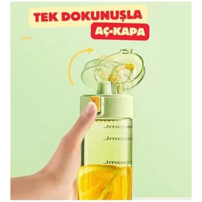450ml Taşıma Kulplu Kilitlenebilir Kapak Ölçü Skalalı Rahat İçim Tritan Spor Matara (Yeşil)