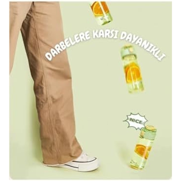 450ml Taşıma Kulplu Kilitlenebilir Kapak Ölçü Skalalı Rahat İçim Tritan Spor Matara (Yeşil)