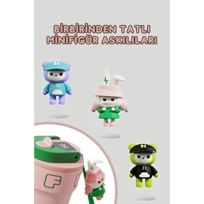 550ml LED Sıcaklık Göstergeli Rahat İçim Paslanmaz Çelik Akıllı Termos Mug (Siyah-Yeşil)