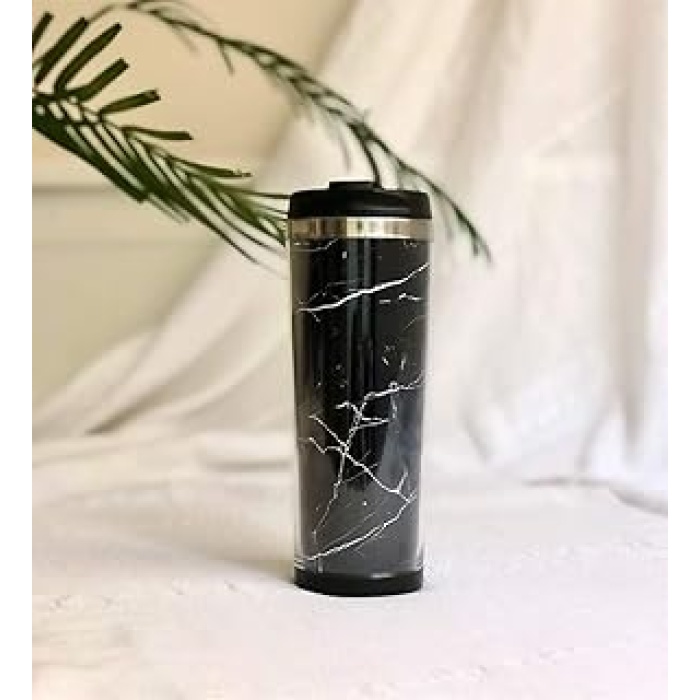 Siyah Mermer Tasarımlı 400 Ml Termos Mug Bardak