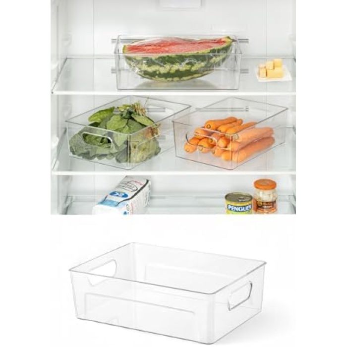 Kırılmaz Ultra Dayanıklı Buzdolabı Düzenleyici Organizer Kutu Şeffaf - 28x19x9cm