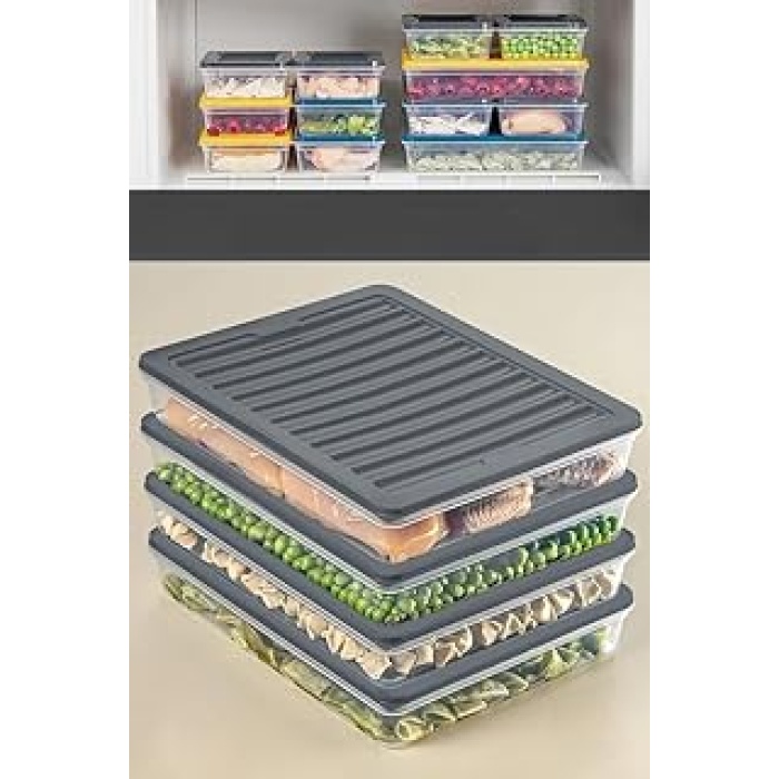 Home 4 Adet Buzdolabı Organizeri, Buzdolabı İçin Çok Amaçlı Saklama Kabı, Fresh Box, Şeffaf ve Ayarlanabilir, Gıdaları Taze Tutma Özelliği, Mutfak Düzenleyici (2400 Ml)