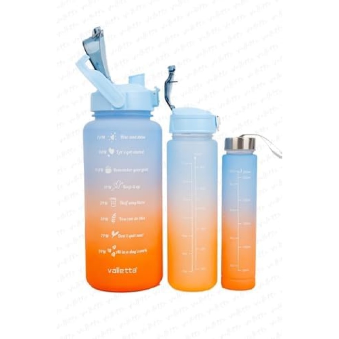 Eldorado 3Lü Set Bpa Içermez Motivasyonel Su Matarası Mavi Su Matarası,Su Şişesi,Suluk Vlt1288