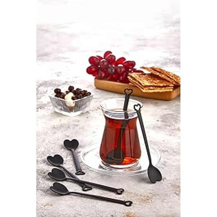 Özel Tasarım 6 lı Siyah Lüks Çay Kaşığı Seti Takımı