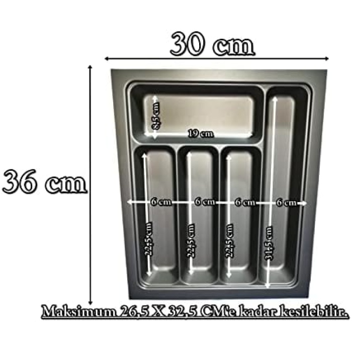 Çekmece Içi Antrasit Kaşıklık Maket Bıçağı Hediyeli (26,5x32,5 Cme Kadar Kesilebilir)