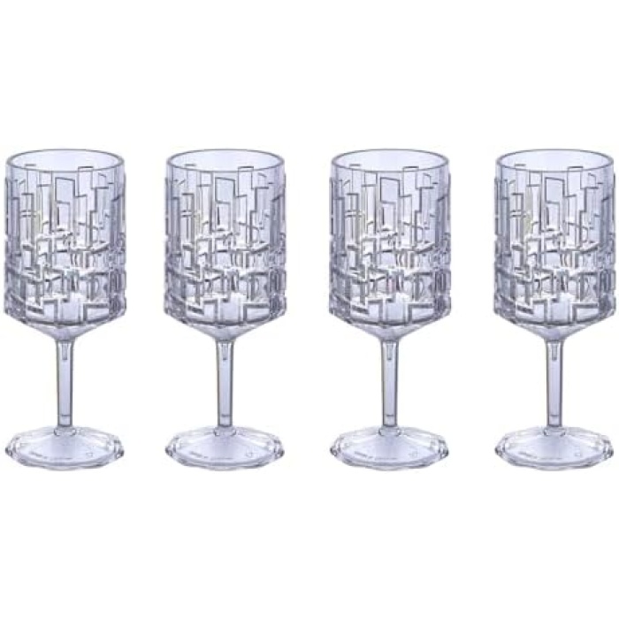 Polikarbon Stone Serisi 4 Parça Kırılmaz Goblet Kadeh Bardağı Takımı - 300 ml.