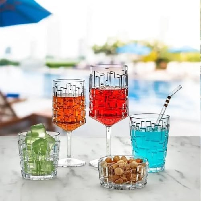 Polikarbon Stone Serisi 4 Parça Kırılmaz Goblet Kadeh Bardağı Takımı - 300 ml.