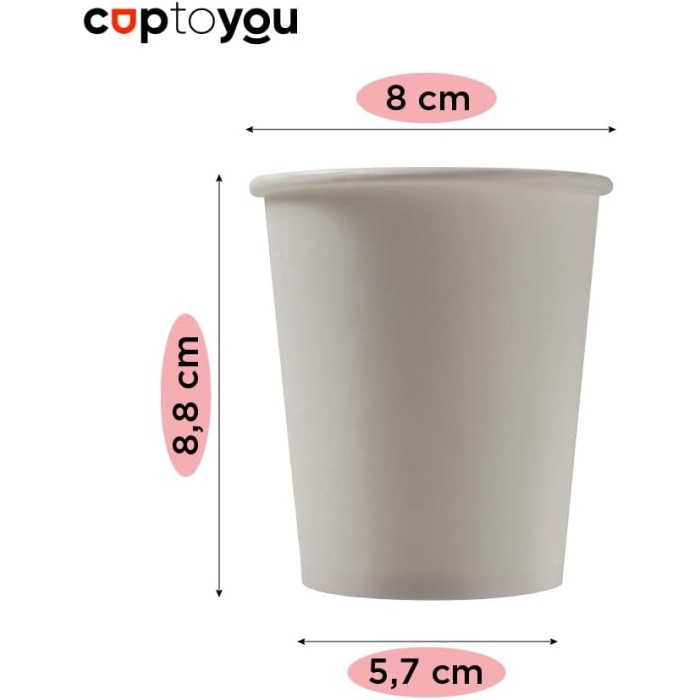 75 adet tek kullanımlık karton bardak 8 oz 250 ml, beyaz sıcak bardaklar, kağıt meyve suyu bardağı, parti karton bardakları
