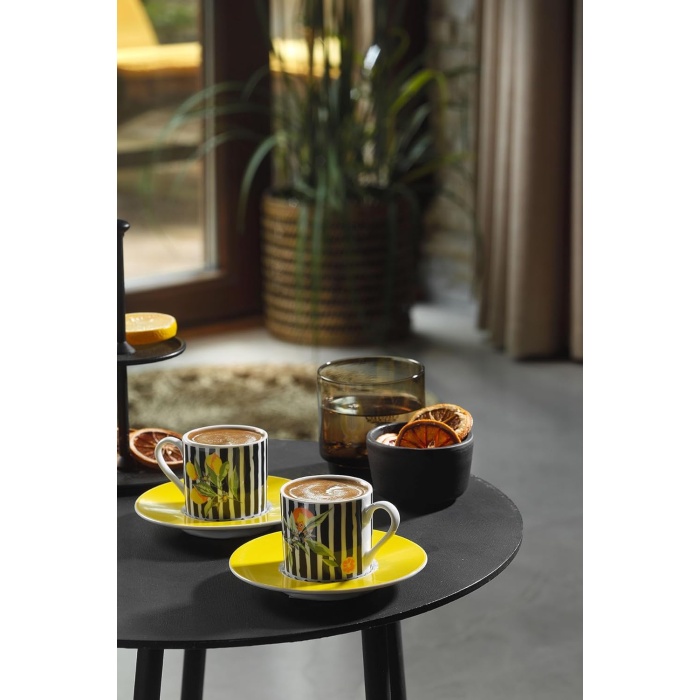 Porselen 12215 Pilea 4 Parça 2 Kişilik Kahve Takımı