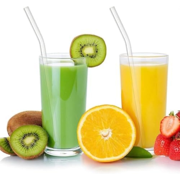12 Adet Şeffaf Cam Eğimli Pipet - Cam Pipet
