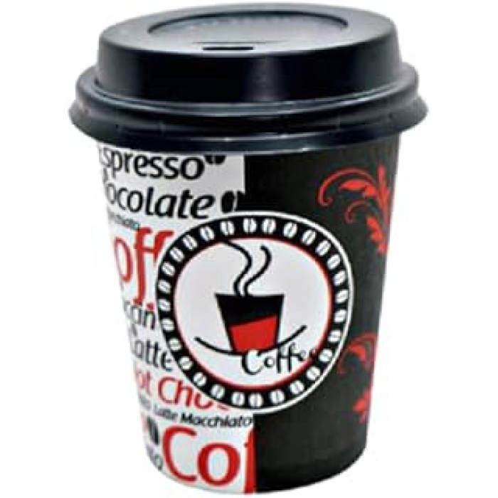 Excodi Cup -  8 oz Kapaklı Karton Bardak - 250 ml - 100 Adet Kaliteli Otomat Bardağı, Sızdırmaz, El Yakmaz (KIRMIZI)