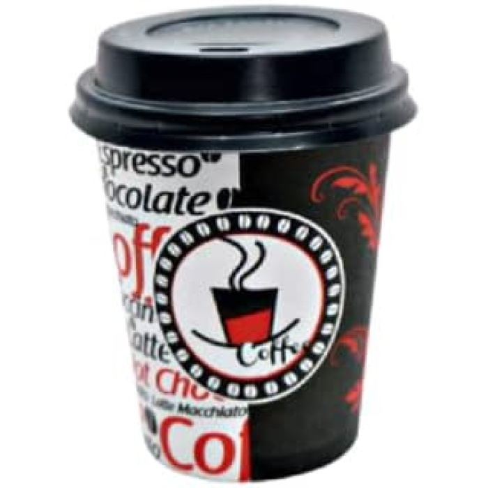 Excodi Cup -  8 oz Kapaklı Karton Bardak - 250 ml - 100 Adet Kaliteli Otomat Bardağı, Sızdırmaz, El Yakmaz (KIRMIZI)