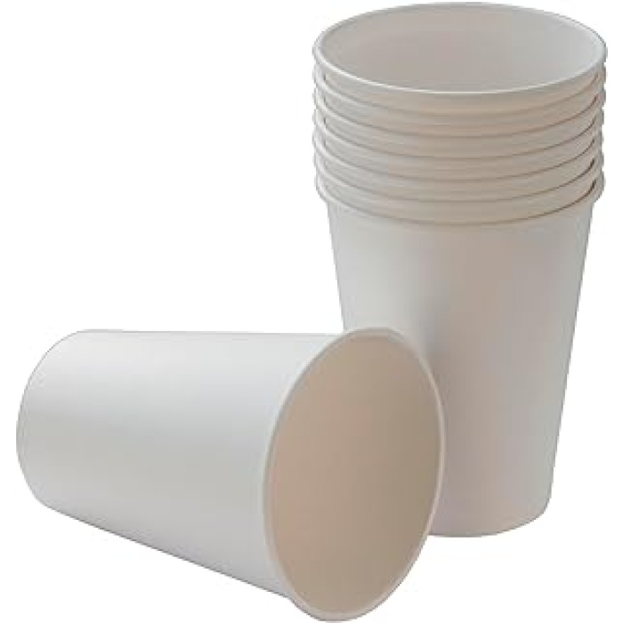 12 oz beyaz tek kullanımlık karton bardak 300 ml, kahve, çay, ofis, ev ve parti kullanımı için bardaklar - 50li paket